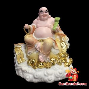 Tượng Đức Di Lặc ngồi trên đồng tiền tdl-014