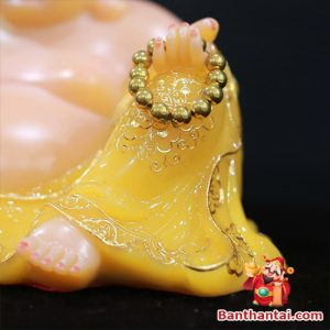 Tượng Phật Di Lặc bột đá thạch anh vàng tdl-011