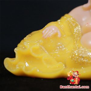 Tượng Phật Di Lặc bột đá thạch anh vàng tdl-011