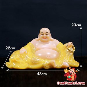 Tượng Phật Di Lặc bột đá thạch anh vàng tdl-011