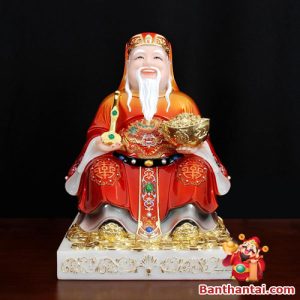 Bộ Tượng Thần Tài Thổ Địa Phú Quý sơn đỏ ttt-005