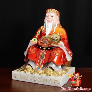 Bộ Tượng Thần Tài Thổ Địa Phú Quý sơn đỏ ttt-005