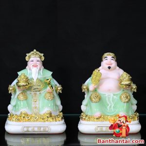 Bộ tượng Thần Tài Thổ Địa xanh ngọc ttt-011