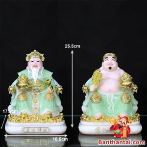 Bộ tượng Thần Tài Thổ Địa xanh ngọc ttt-011