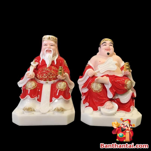 Bộ tượng Thần Tài Thổ Địa Việt Nam áo đỏ ttt-015