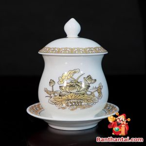 Bộ đồ thờ Thần Tài Thổ Địa họa tiết sen vàng dttt-004
