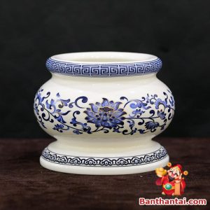 Bát hương Thần Tài hoa sen xanh bhtt-005
