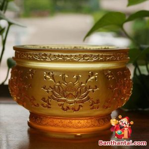 Bát hương Thần Tài lưu ly màu vàng bhtt-006