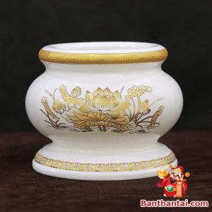 Bát hương Thần Tài hoa sen vàng bhtt-007