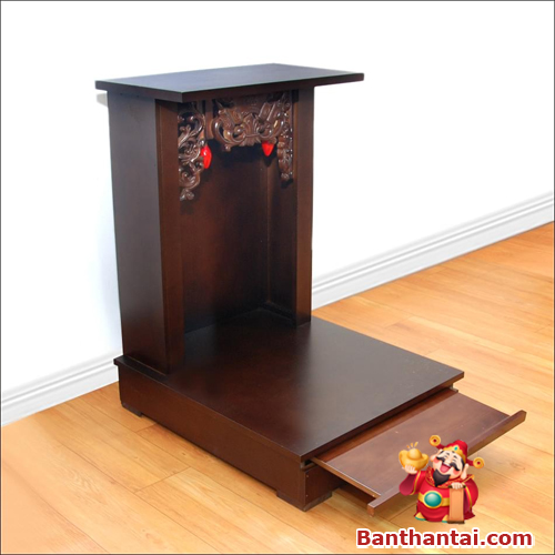 Góc nghiêng bàn thờ Thần Tài Thổ Địa mái bằng chân trơn btt-mb010