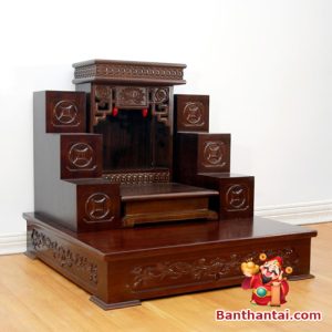 Bàn thờ Ông Địa mái bằng hoa sen mẫu BTT748