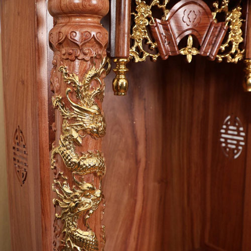 Bàn Thờ Thần Tài gỗ Hương Song Long Cổ Tự 12 mái BTT800