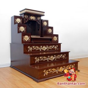 Bàn thờ thần tài mái bằng hoa sen mẫu BTT747