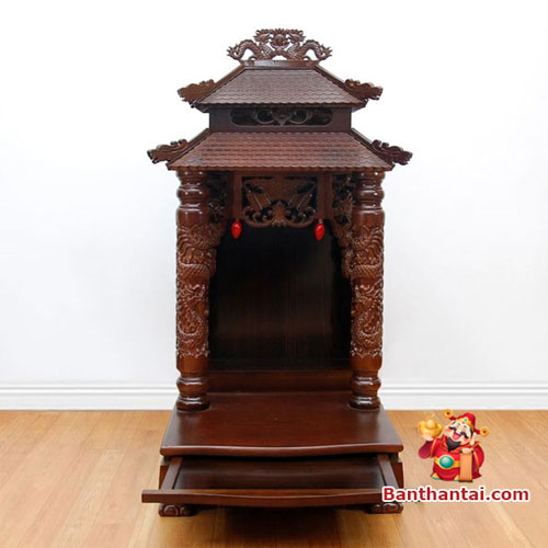 Ban Thờ Thần Tài Thổ Địa Song Long Cổ Tự Gỗ Xoan BTT808