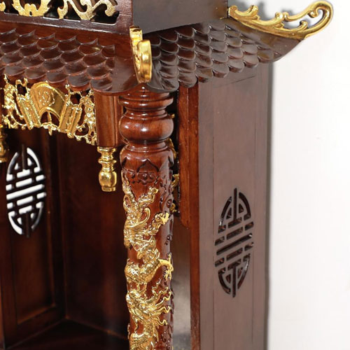 Bàn Thờ Thần Tài Thổ Địa Thiên Đức Dát Vàng BTT804
