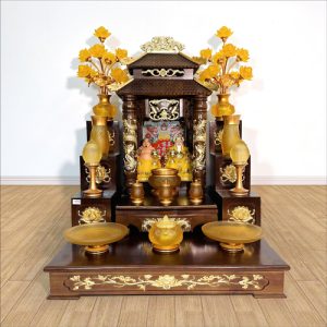 Bộ ban Thần Tài Song Long Cổ Tự dát vàng BTT721