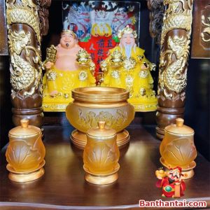 Bộ đồ thờ lưu ly vàng bọc đồng cao cấp