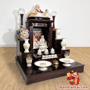 Bộ đồ thờ 14 món men sứ họa tiết sen vàng