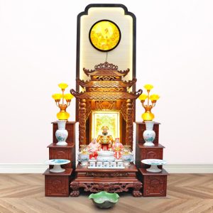 Bộ ban thờ Ông Địa sứ trắng sen hồng lá xanh BTT713