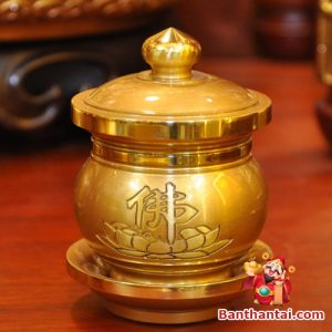 Bộ ban thờ Thần Tài ba gian đồng vàng chữ Phật BTT765