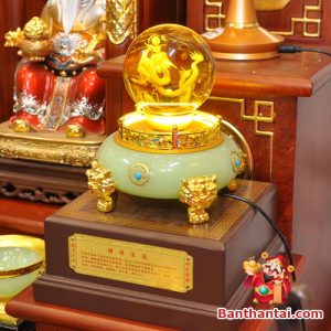 Bộ ban thờ Thần Tài ba gian đồng vàng chữ Phật BTT765