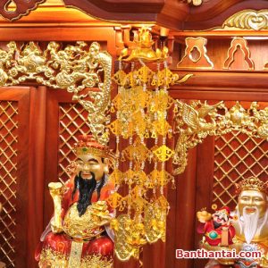 Bộ ban thờ Thần Tài ba gian đồng vàng chữ Phật BTT765