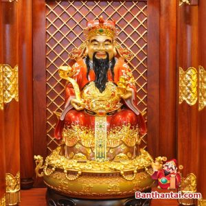 Bộ ban thờ Thần Tài ba gian đồng vàng chữ Phật BTT765
