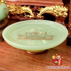 Bộ ban thờ Thần Tài lưu ly ngọc xanh bọc đồng BTT764