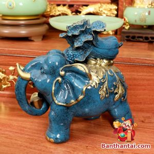 Bộ ban thờ Thần Tài lưu ly ngọc xanh bọc đồng BTT764