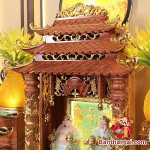 Bộ ban thờ Thần Tài lưu ly ngọc xanh bọc đồng BTT764