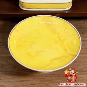 Đĩa bông gốm trắng thạch anh vàng