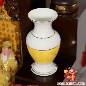 Lọ hoa gốm trắng thạch anh vàng