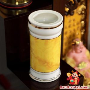 Ống hương gốm trắng thạch anh vàng