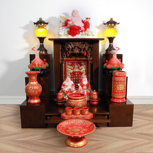 Bộ bàn thờ Thần Tài mái bằng gốm đỏ BTT728