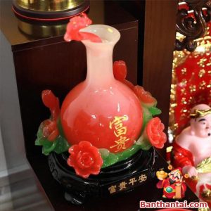Đôi bảo bình như ý hồng ngọc, cao 20cm