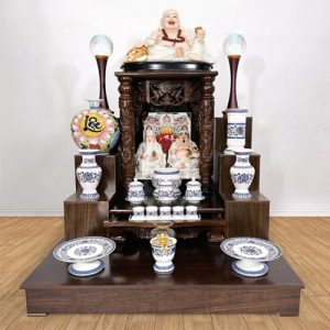 Bộ ban thờ Thần Tài Song Long mái bằng BTT723