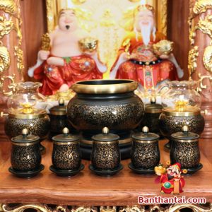Bộ ban thờ thần tài thổ địa đồng vân đá BTT762