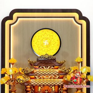 Bộ ban thờ Thần Tài Thổ Địa hoa sen dát vàng btt-cc019