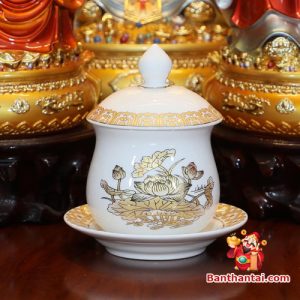 Bộ ban thờ Thần Tài Thổ Địa hoa sen dát vàng btt-cc019