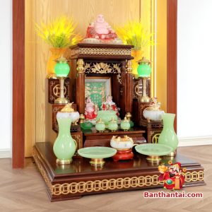 Bộ ban thờ Thần Tài Thổ Địa lưu ly ngọc xanh btt-cc018