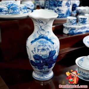Lọ lưỡng miệng sen 20 men lam
