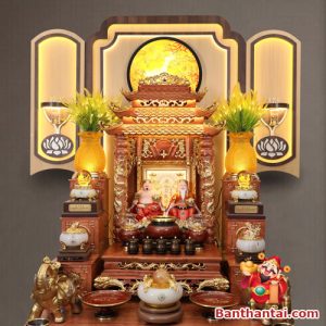 Bộ ban thờ thần tài thổ địa Phú Quý dát vàng BTT760
