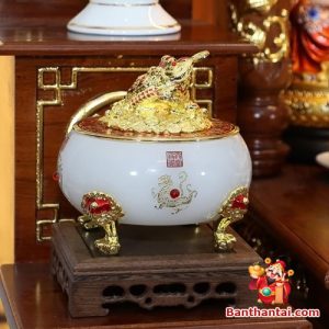 Bộ ban thờ Thần Tài Thổ Địa sứ trắng tâm kinh btt-cc013