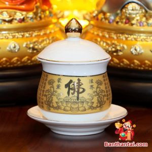 Bộ ban thờ Thần Tài Thổ Địa sứ trắng tâm kinh btt-cc013