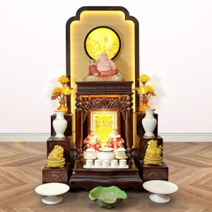 Bộ ban thờ Thần Tài Thổ Địa sứ trắng viền vàng BTT714