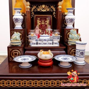 Bộ ban thờ thần tài thổ địa Tài Vượng dát vàng btt-cc011