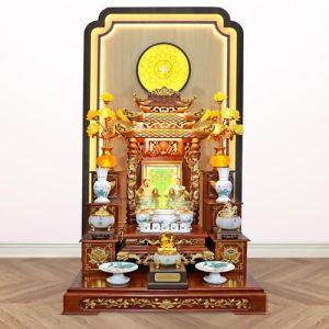 Bộ bàn thờ thần tài thổ địa Thiên Đức dát vàng BTT766