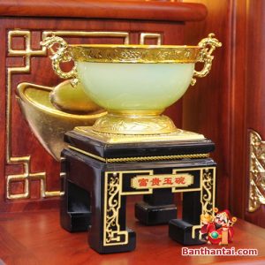 Bộ ban thờ Thổ Địa ba gian sứ trắng sen hồng btt-cc012