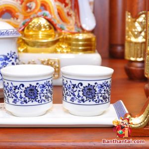Bộ ban thờ Thổ Địa ba gian sứ trắng sen hồng btt-cc012