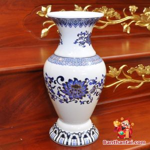 Bộ ban thờ Thổ Địa ba gian sứ trắng sen hồng btt-cc012